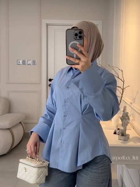 قميص مخصر ازرق