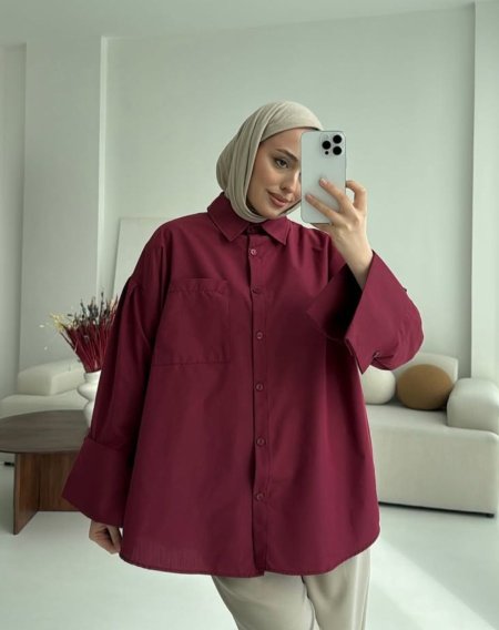 قميص اوفر سايز بوردو