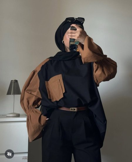 بلوز صيفي بني و اسود