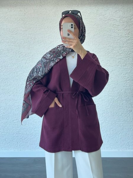 كيمونو موسلين ماروني