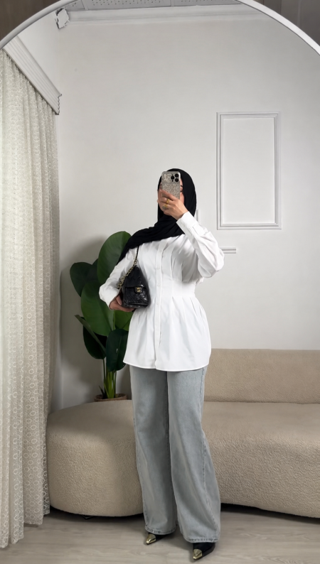 قميص صيفي مخصر - ابيض