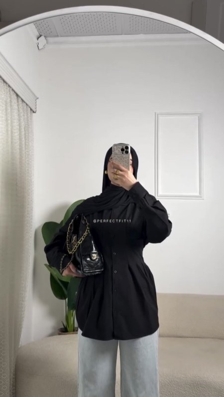 قميص صيفي مخصر - اسود