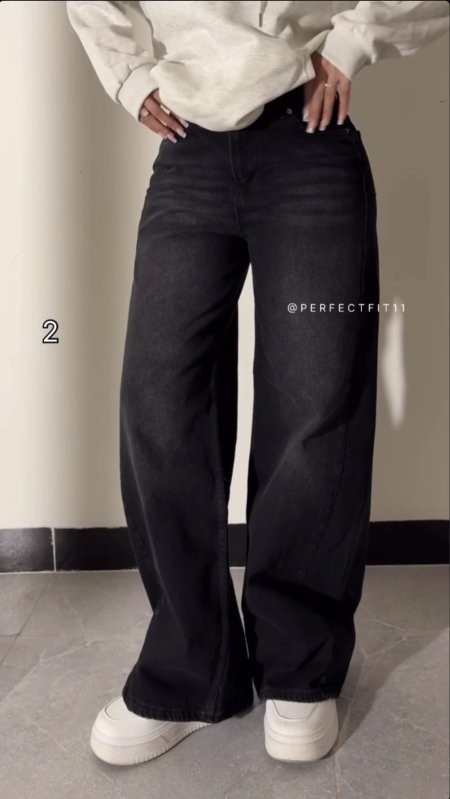 بنطلون جينز اسود عريض