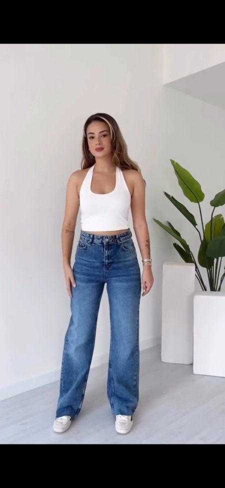 بنطلون ستريت طويل وسط